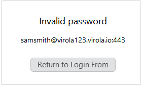 Invalid password error Invalid password error