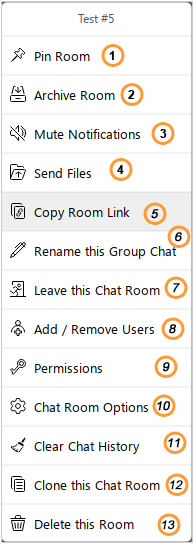 Admin group chat room options Admin group chat room options